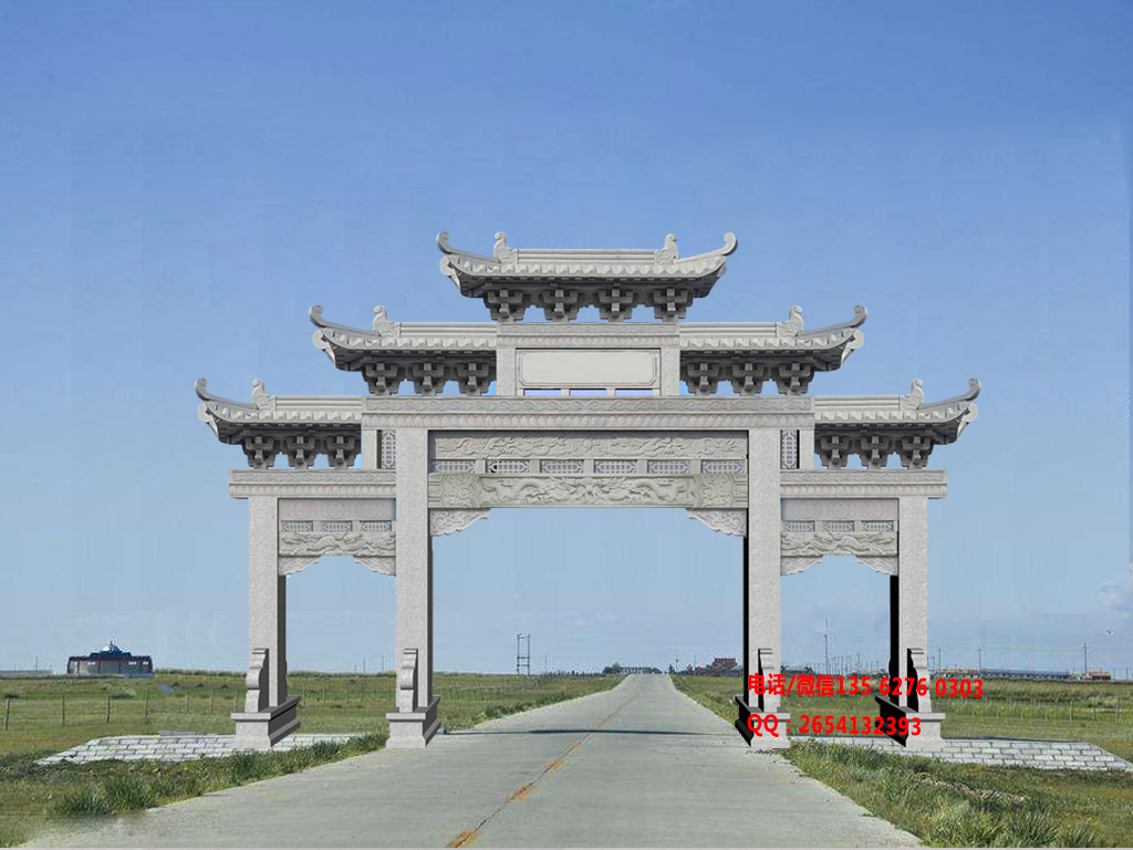 鄉(xiāng)村石門(mén)樓效果圖