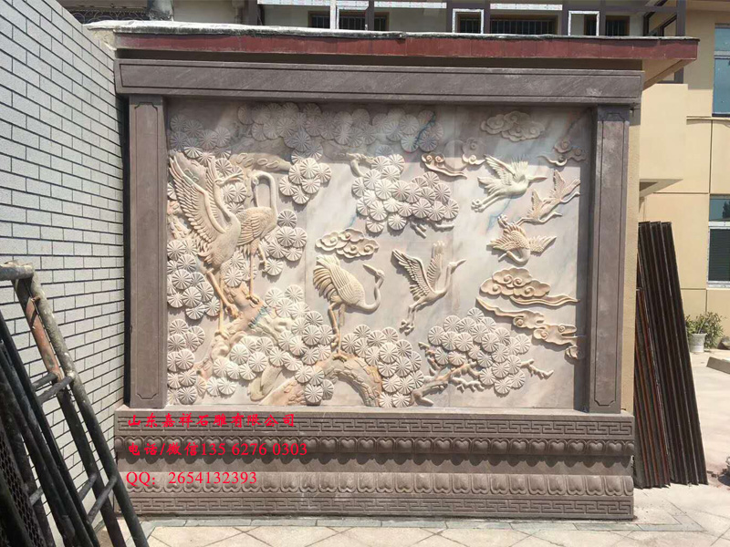 石雕松鶴延年浮雕圖片 石雕松鶴延年浮雕圖片